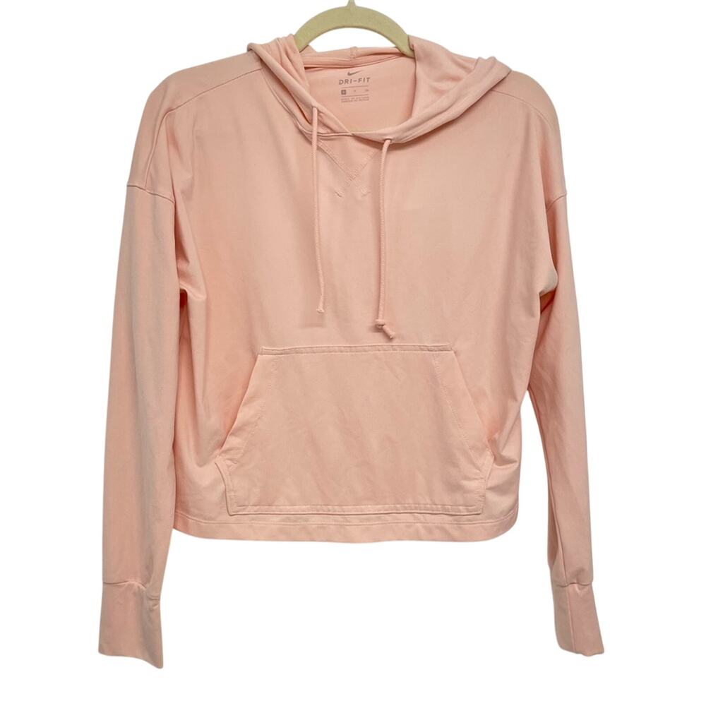 Nike Dri Fit Peach Lightweight Hoodie Pullover Sweater Womens S Boxy Fit Running